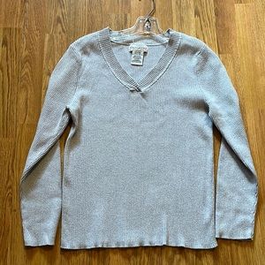 White Stag, v-neck sweater, silver, size 16W, cotton